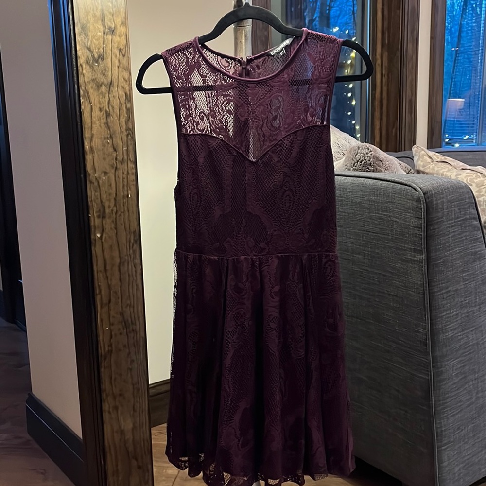 Express deep burgundy lace dress
